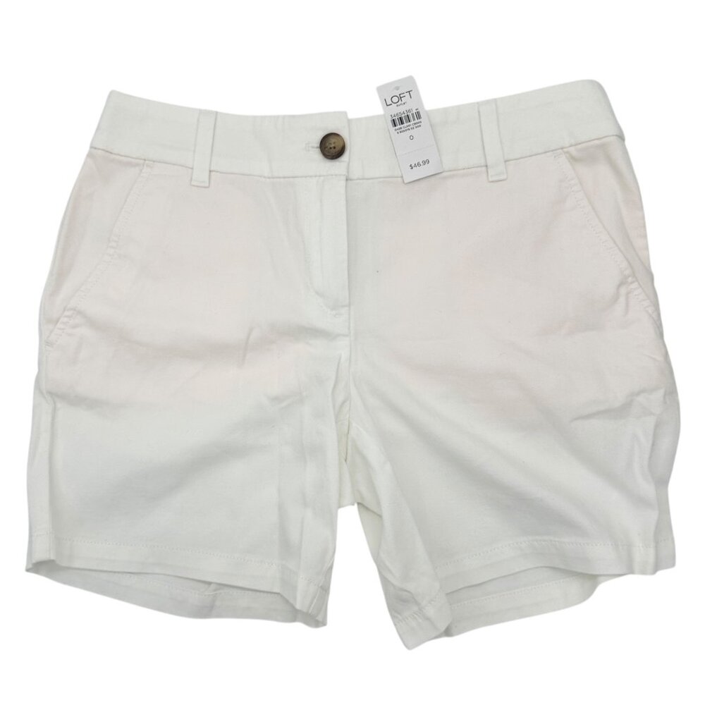 Loft Outlet 6 inch Shorts Womens Size 0 White Cotton Blend NEW